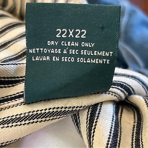 Ralph Lauren black ticking throw pillow with feather insert 22” - Picture 4 of 9